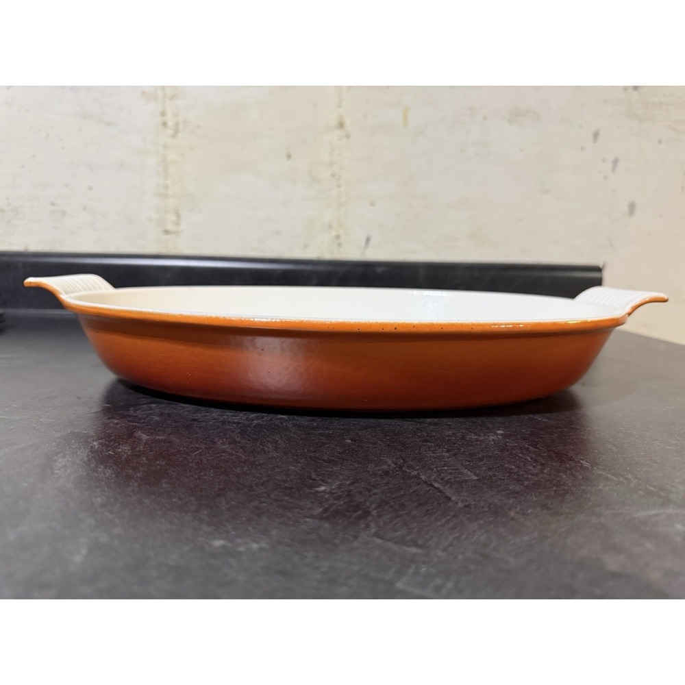 LE CREUSET 36 Oval Baking Dish Flame Orange Au Gratin Cast Iron Enamel 15x9 1/4